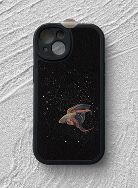 星海夜游鱼适用iphone17promax手机壳苹果16小米15reno12华为p70小羊皮防摔保护套mate60nova13荣耀vivo红米