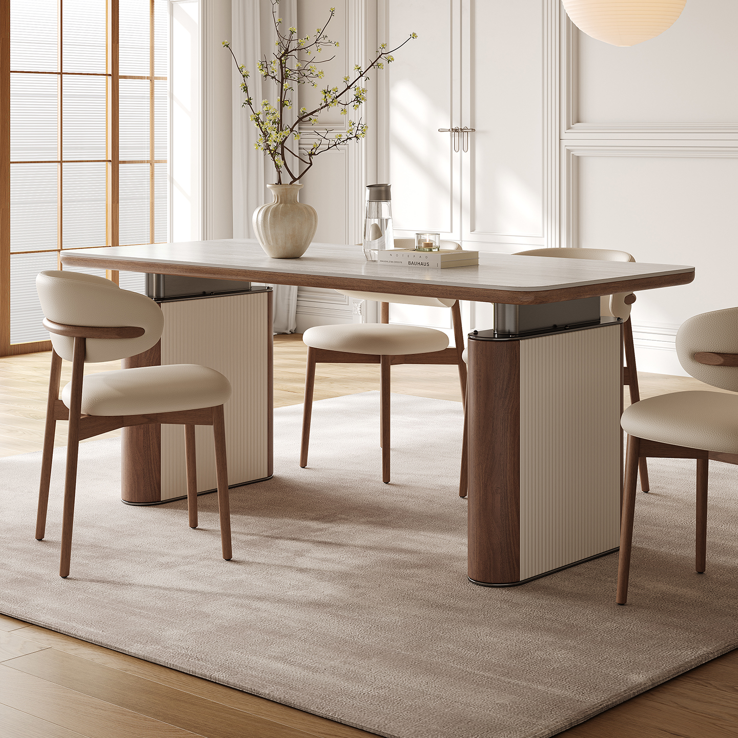 岩板餐桌椅组合2025新款家用小户型饭厅中古风轻奢高级感吃饭桌