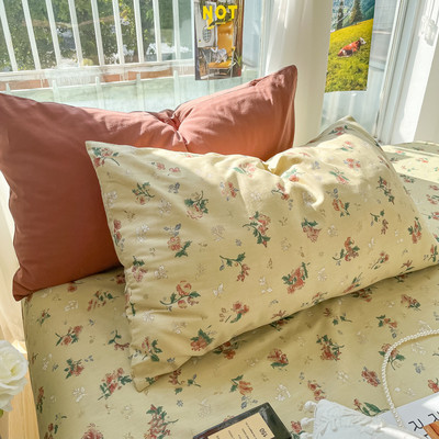 小碎花水洗棉枕套一对装