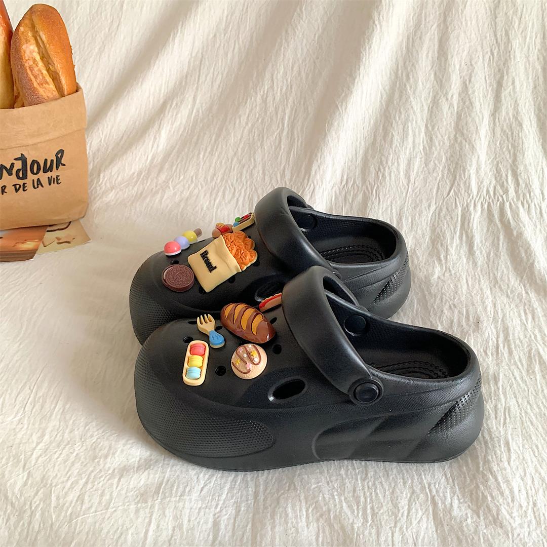 大发少女可爱卡通厚底洞洞鞋女2025夏季新款百搭包头防滑沙滩凉鞋