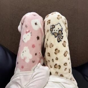 哈喽kt睡裤女家居裤冬加绒加厚长裤法兰绒厚款毛绒柔软裤子2025新