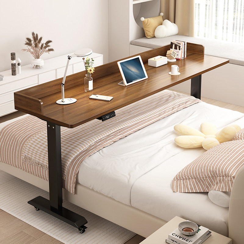 升降跨床桌可移动长条桌床边书桌化妆台卧室电动学习桌床尾电脑桌
