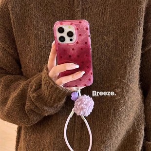 高级感褶皱简约纯色满屏爱心适用iPhone15promax苹果14手机壳1312