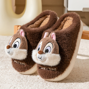 奇奇蒂蒂棉拖鞋男士2024新款家居室内保暖毛绒情侣秋冬季棉拖鞋女