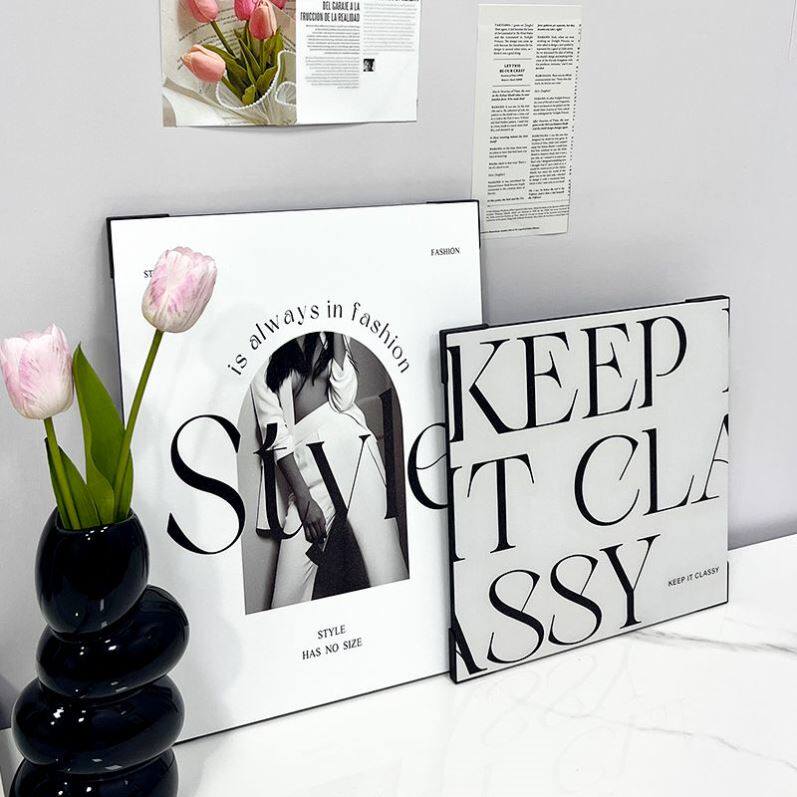 ins现代简约装饰画摆件卧室桌面陈列法式复古字母图案摆画挂画