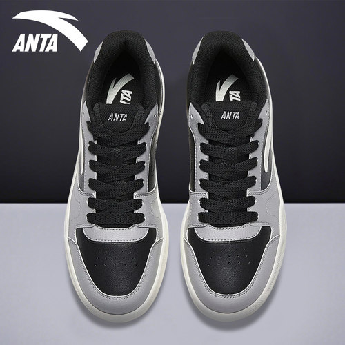 安踏路冲皮面低帮潮流百搭板鞋