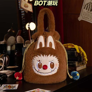 POPMART泡泡玛特WHY SO SERIOUS系列LABUBU讨糖袋毛绒抽绳水桶包