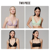 TWOPIECE无杯垫薄款 蕾丝文胸性感单层透明大胸显小内衣女