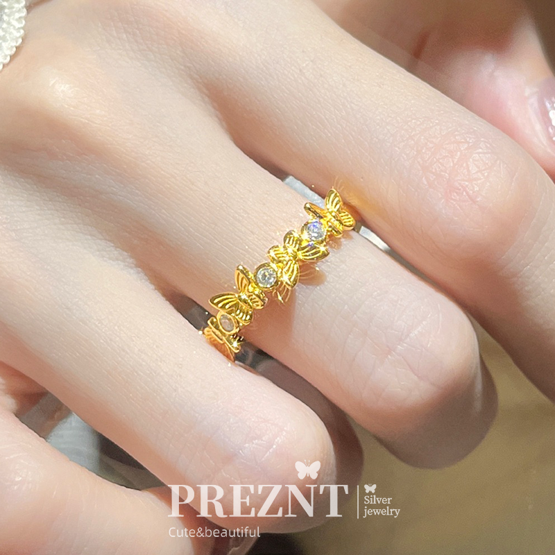 S925银蝴蝶戒指女2025年新款