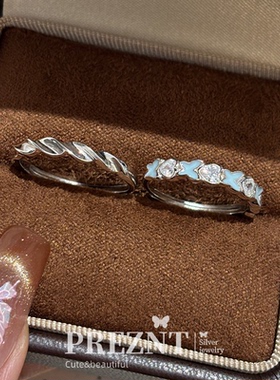 「情丝漫漫」S925银蝴蝶情侣戒指男女指环高级感轻奢小众开口对戒