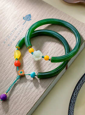 DIY半镯精致时尚复古多宝碧玉蜜蜡和田玉手镯新款女新中式