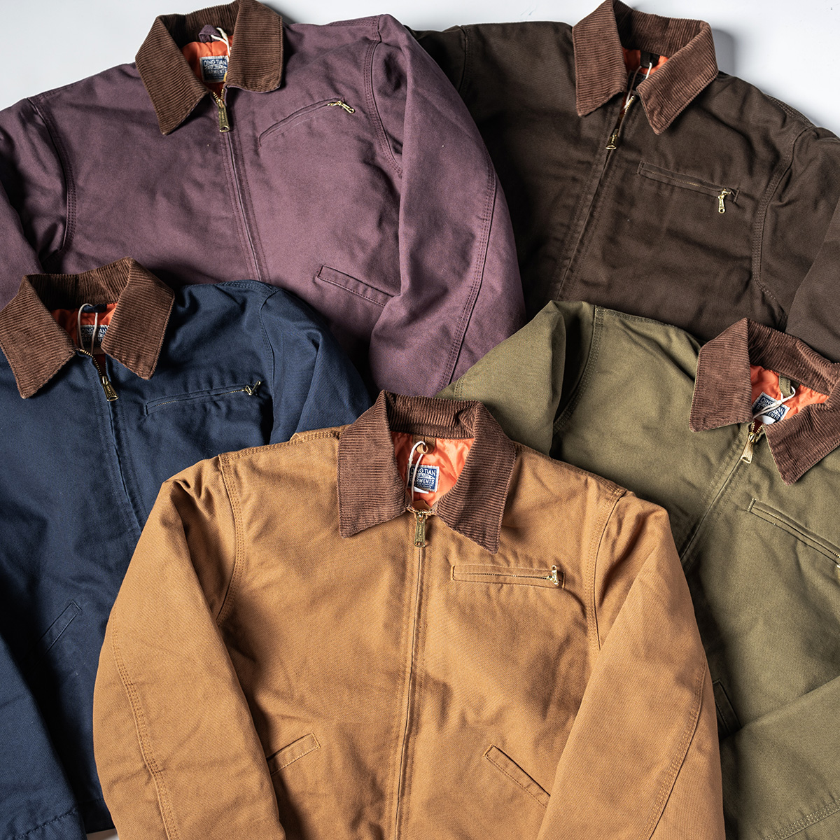 翻领秋冬短款美式复古夹克帆布