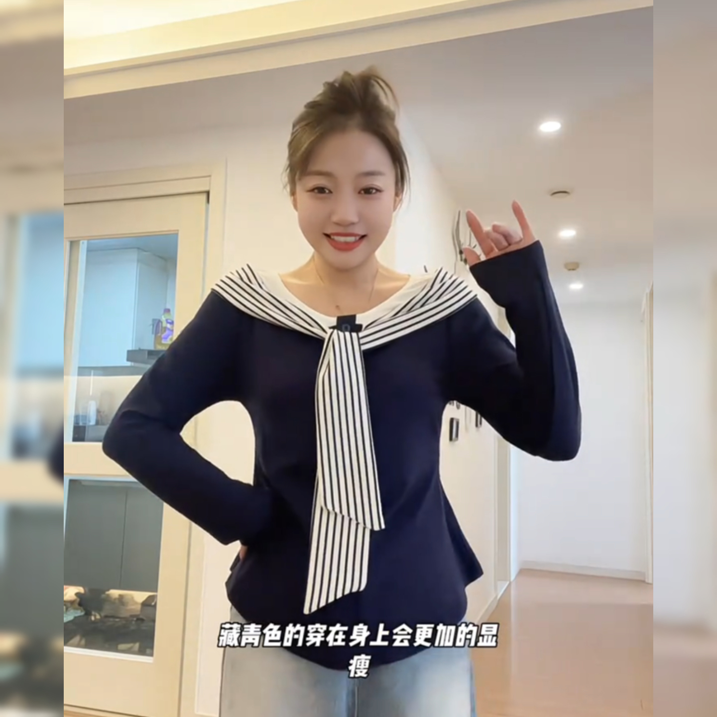 大码韩系学院风设计感绑带长袖T恤女秋冬胖mm显瘦内搭打底衫上衣