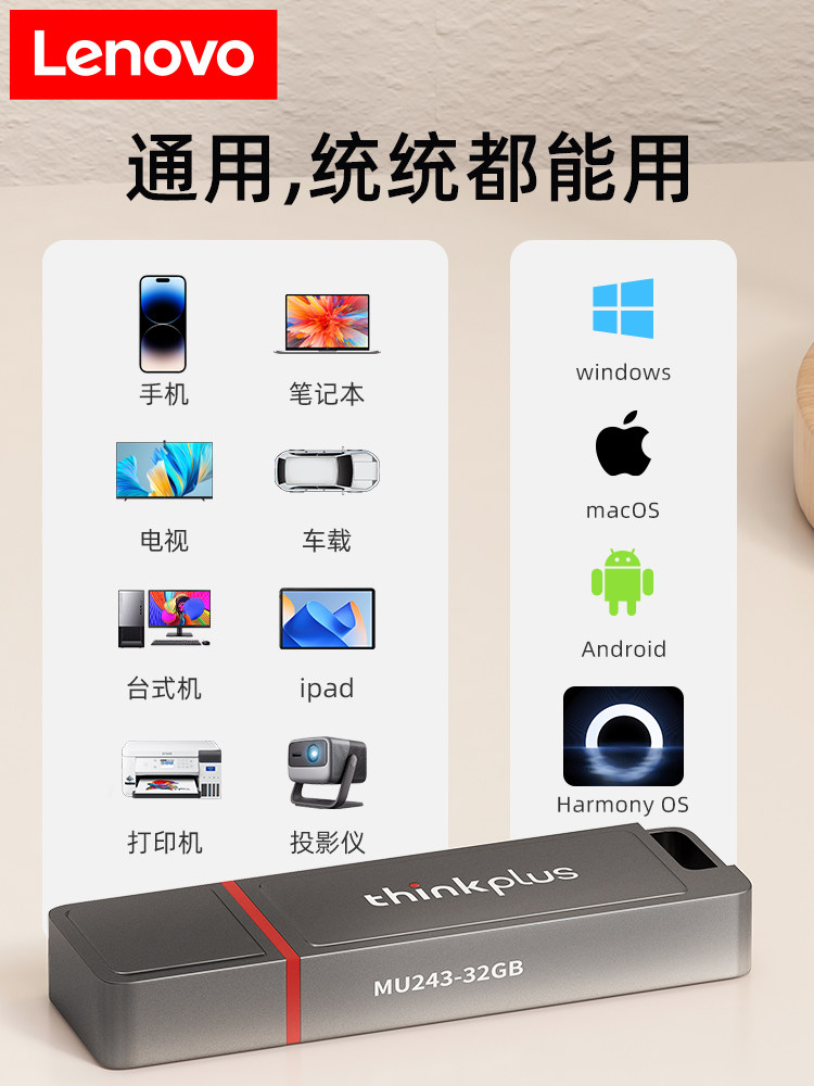 Флэш-накопитель Lenovo USB подлинная крупнотоннажная высокоскоростная память usb3 0 thinkplus USB flash drive 128g быстрая передача данных 32g Изображение 1