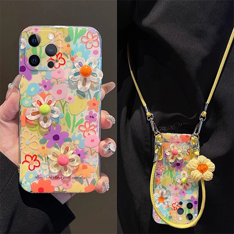 立体花朵适用OPPOFindX8S+手机壳FindX8pro可背FindX7/x6pro斜挎FindX5/x3挂绳r17/r15可拎r11手绳女高级时尚