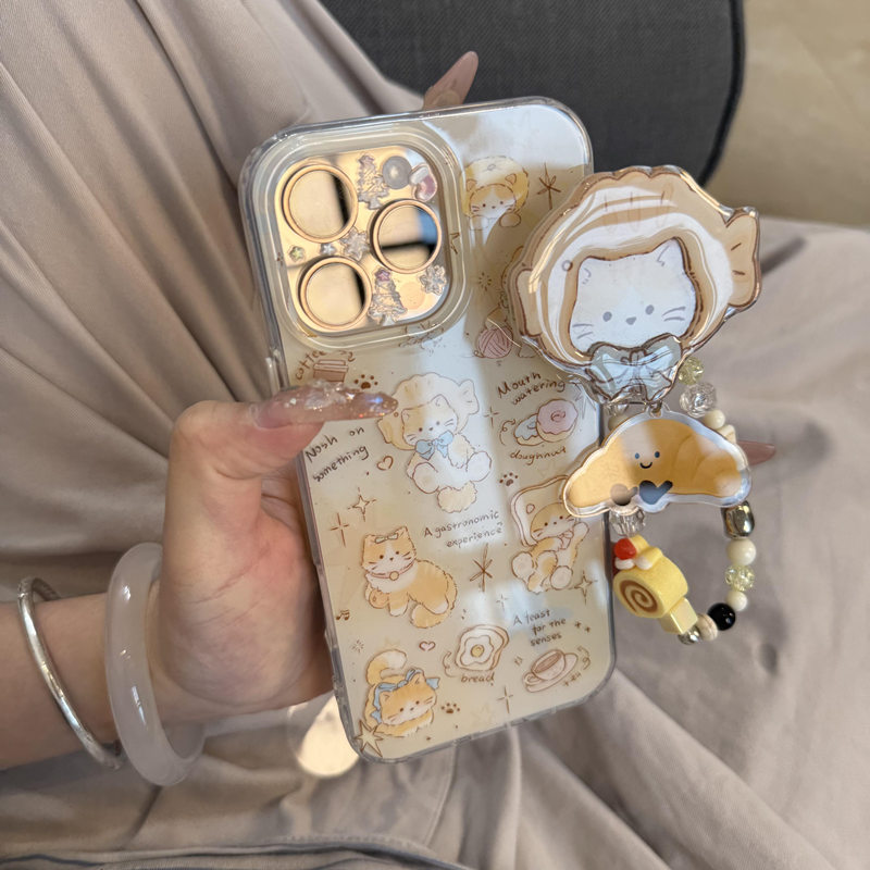 可爱卡通鲷鱼烧猫咪OPPOA5Pro手机壳新款A2支架A3pro手链A93A96A58网红A97女