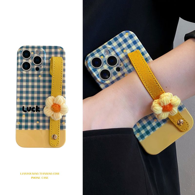 小蓝格花朵腕带适用于OPPOA5Pro手机壳新款A97网红A96时尚个性