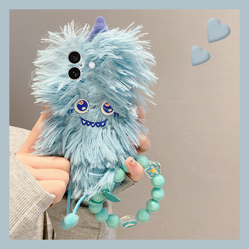 炸毛小怪兽适用oppok12pro手机壳k12plus斜挎K11Pro挂绳k10/K9S毛绒K7X秋冬k5/k3新款K10活力版女k9pro毛茸茸