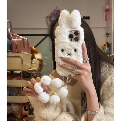 可爱米菲兔适用苹果iPhone16promax手机壳15plus立体14耳朵13mini迷你1211卡通xr8毛绒7xsmax6硅胶5s/se3秋冬