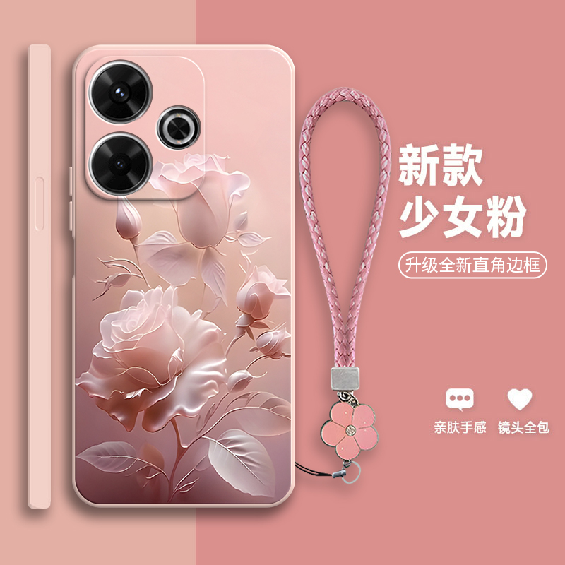沙龙玫瑰适用红米note13r手机壳小米Redmi硅胶全包noto防摔nt套n0te男R13女redminote新款nont外壳not钢化膜