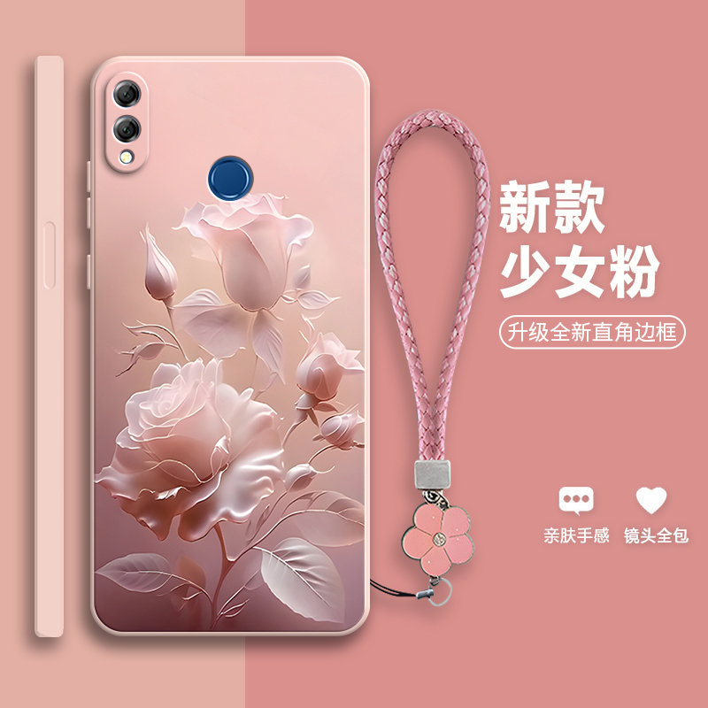 沙龙玫瑰适用华为荣耀8xmax手机壳are一al00硅胶保护套honor全包防摔男女8xmαx新款8x软max外壳areal钢化膜