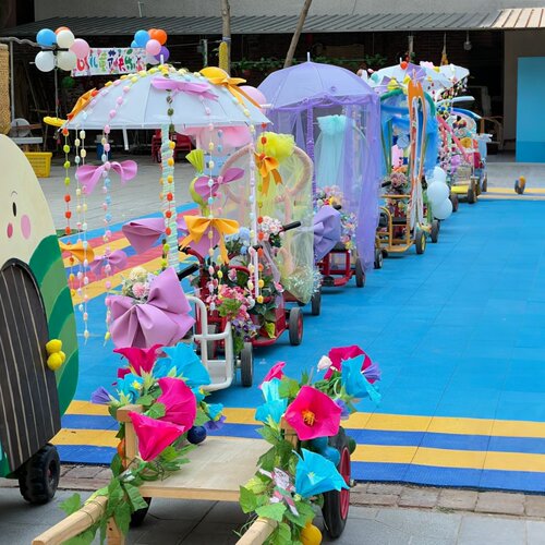六一儿童节花车巡游自行车装饰学校幼儿园diy小三轮多巴胺材料