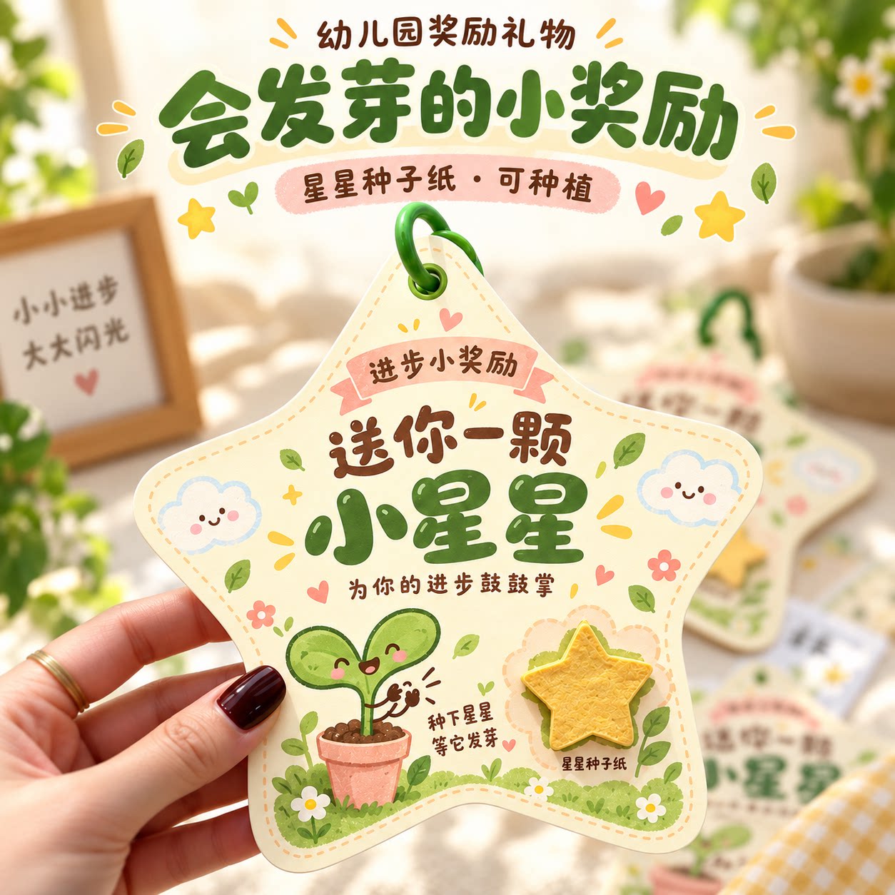 创意开学礼物星星种子贺卡能发芽