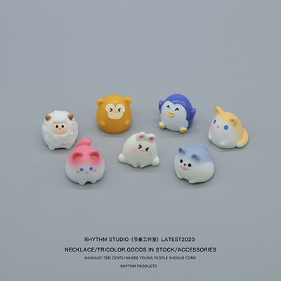 可爱圆嘟嘟迷你小动物青蛙老虎羊猪企鹅牛兔猫狗公仔玩偶桌面摆件