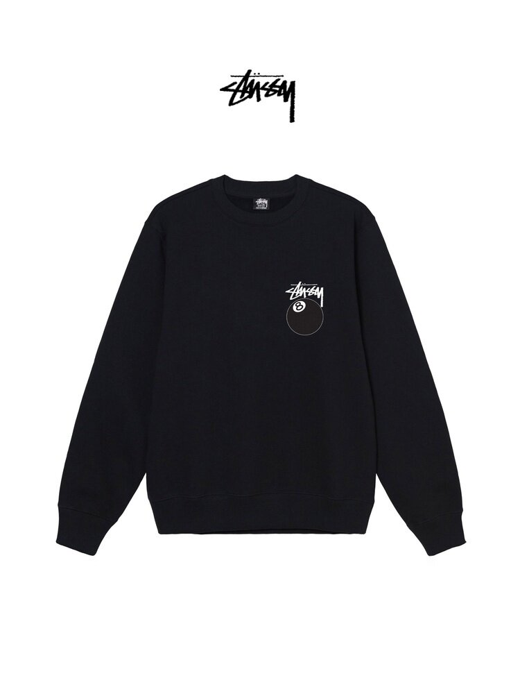 STUSSY No. 8 ball series back print round neck sweater jacket autumn and winter men and women couples