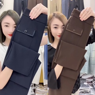 2025春秋新款高腰显瘦直筒裤女宽松休闲百搭长裤子时尚潮流西装裤