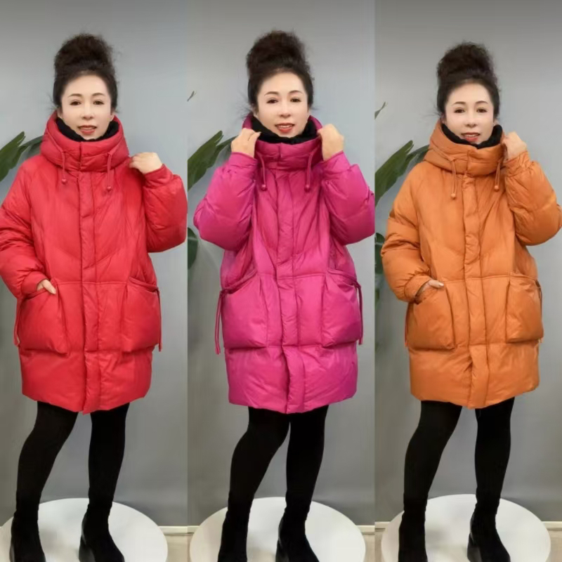 保暖中长羽绒服休闲连帽