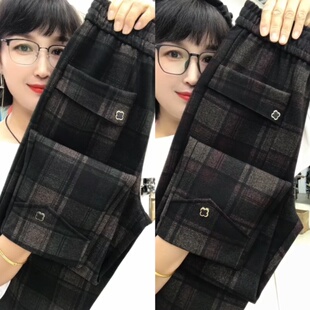 洋气直筒裤 2025秋冬季 时尚 女百搭工艺格长裤 高腰显瘦羊毛呢马丁裤