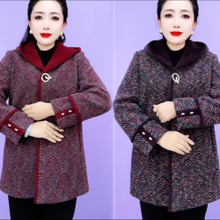 中老年妈妈装2025秋冬新款金貂绒大衣阔夫人加厚呢子外套时尚女装