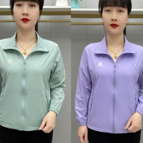 薄款透气外套拉链翻领中老年上衣