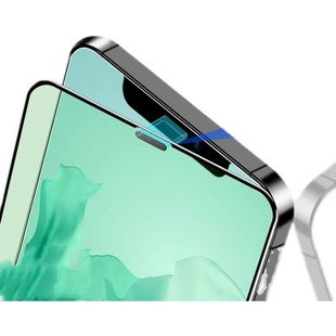 xsmax全屏覆xs 听筒防尘网适用iPhone15 12pm钢化膜xr x护眼15plus手机膜黑边14pro 13Promax绿光膜苹果11