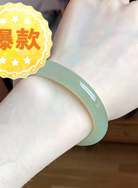 碧水青山新款古风玻璃仿玉叮当镯闺蜜手镯粗款圆条贵妃镯送女友