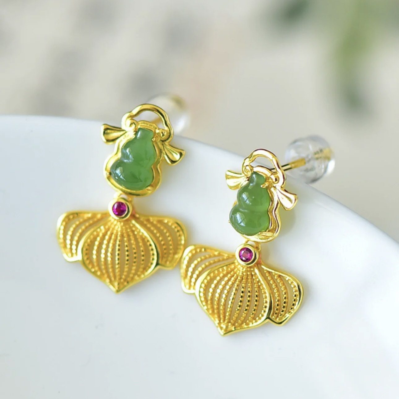 新款碧玉金鱼葫芦沙金耳钉轻奢个性风潮复古新中式女款耳坠耳钉,饰品/流行首饰/时尚饰品新,耳环,淘宝优惠券,粉丝福利购,淘宝优惠卷