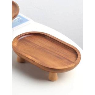 实木欧式创意香薰托盘侘寂风民宿摆件木质玄关钥匙收纳盘木制复古