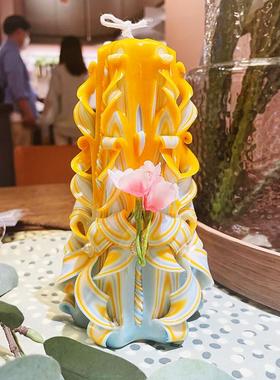 德国手工雕刻氛围摆件生日礼物香薰蜡烛尼罗河花园香味橙色高级感