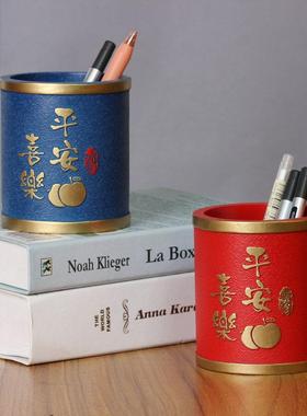 办公室书桌面笔筒红色书房间创意网红可爱儿童房摆件学生生日礼物