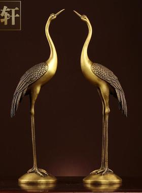 开运纯铜仙鹤摆件 落地大号龟鹤延年长寿龟 客厅家居装饰祝寿铜鹤