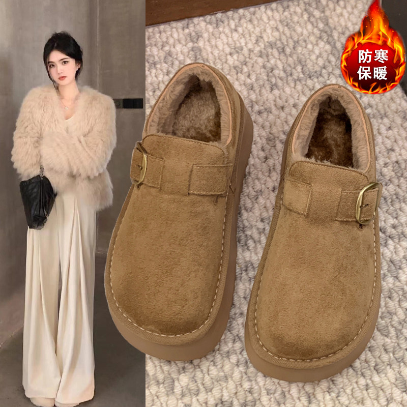 厚底勃肯鞋女春秋2026新款加绒加厚豆豆乐福鞋一脚蹬棉鞋保0115w,女鞋,勃肯鞋/软木鞋,淘宝优惠券,粉丝福利购,淘宝优惠卷