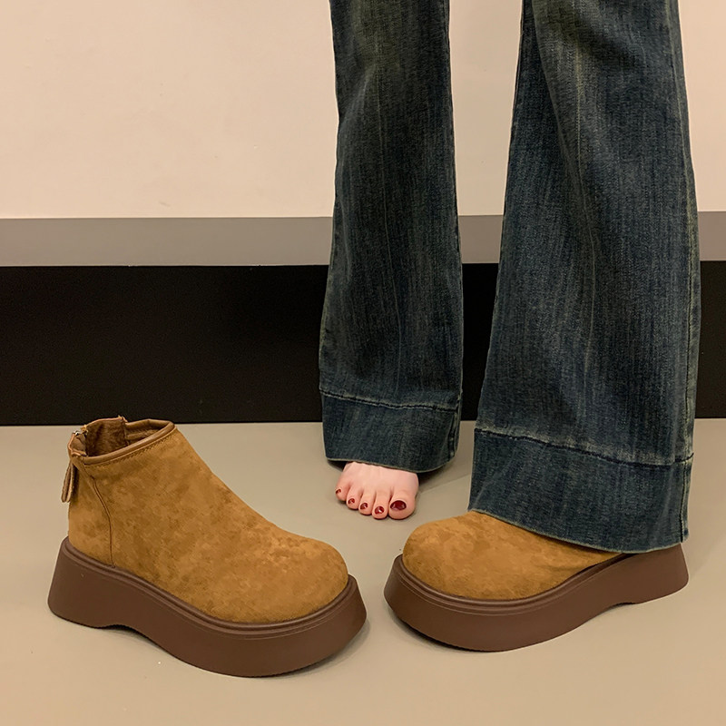 厚底勃肯鞋女加绒马丁靴2025新款冬季保暖雪地靴短筒防滑面1215r