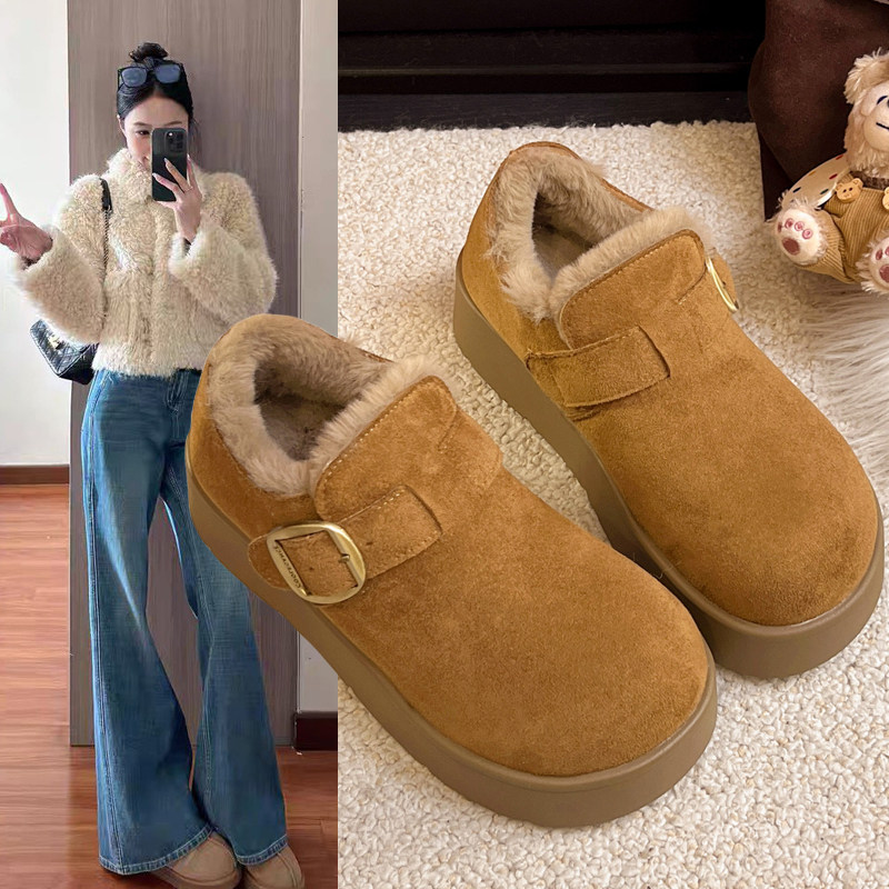 松糕厚底加绒勃肯鞋女春秋2026新款加厚保暖棉鞋一脚蹬乐福0115w,女鞋,勃肯鞋/软木鞋,淘宝优惠券,粉丝福利购,淘宝优惠卷