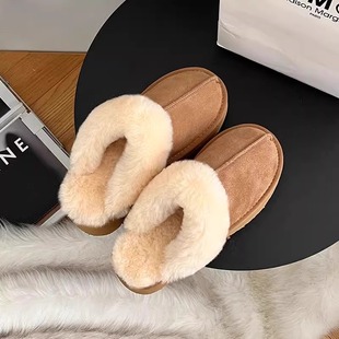 厚底靴女冬外穿毛毛拖鞋 加绒加厚保暖一脚蹬包头拖1221w 2025新款