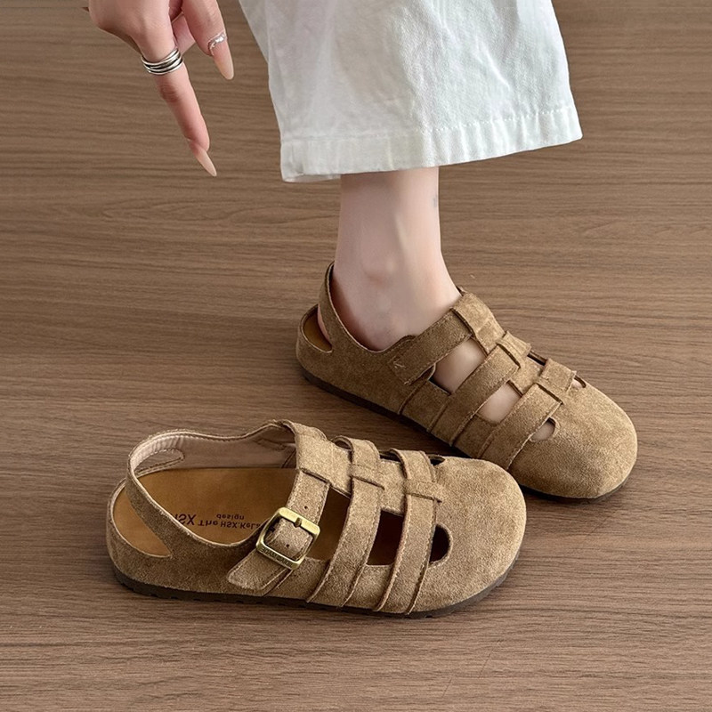 火厚底勃肯鞋女春夏2026新款森系包头凉鞋镂空透气编织猪笼0126w,女鞋,浅口单鞋,淘宝优惠券,粉丝福利购,淘宝优惠卷