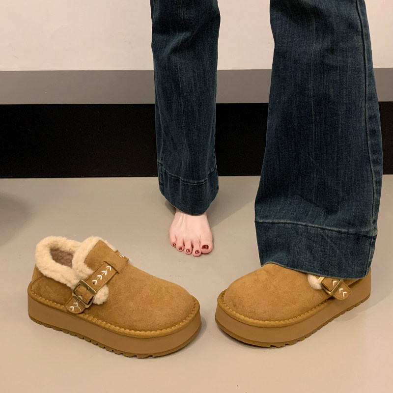 厚底全包毛毛勃肯鞋女春秋2026加绒保暖一脚蹬勃肯棉鞋孕妇0115w,女鞋,勃肯鞋/软木鞋,淘宝优惠券,粉丝福利购,淘宝优惠卷
