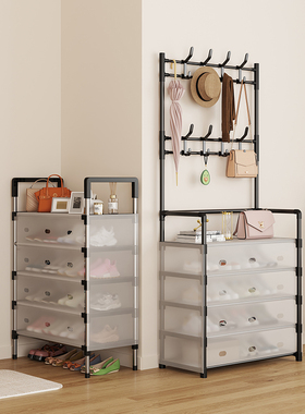 门口简易鞋架家用室内多层防尘结实宿舍出租房入户收纳鞋帽一体架