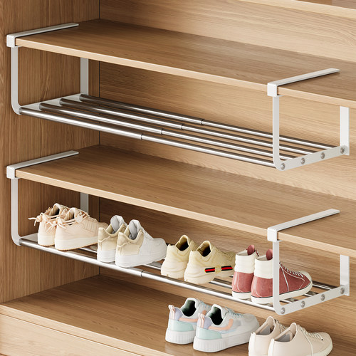 不锈钢下挂式鞋架可伸缩收纳架