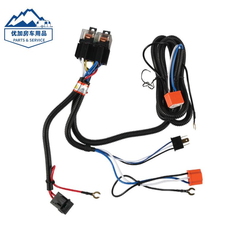 跨境 汽车改装配件灯光增强带继电器增光线束改装大灯加强线束组